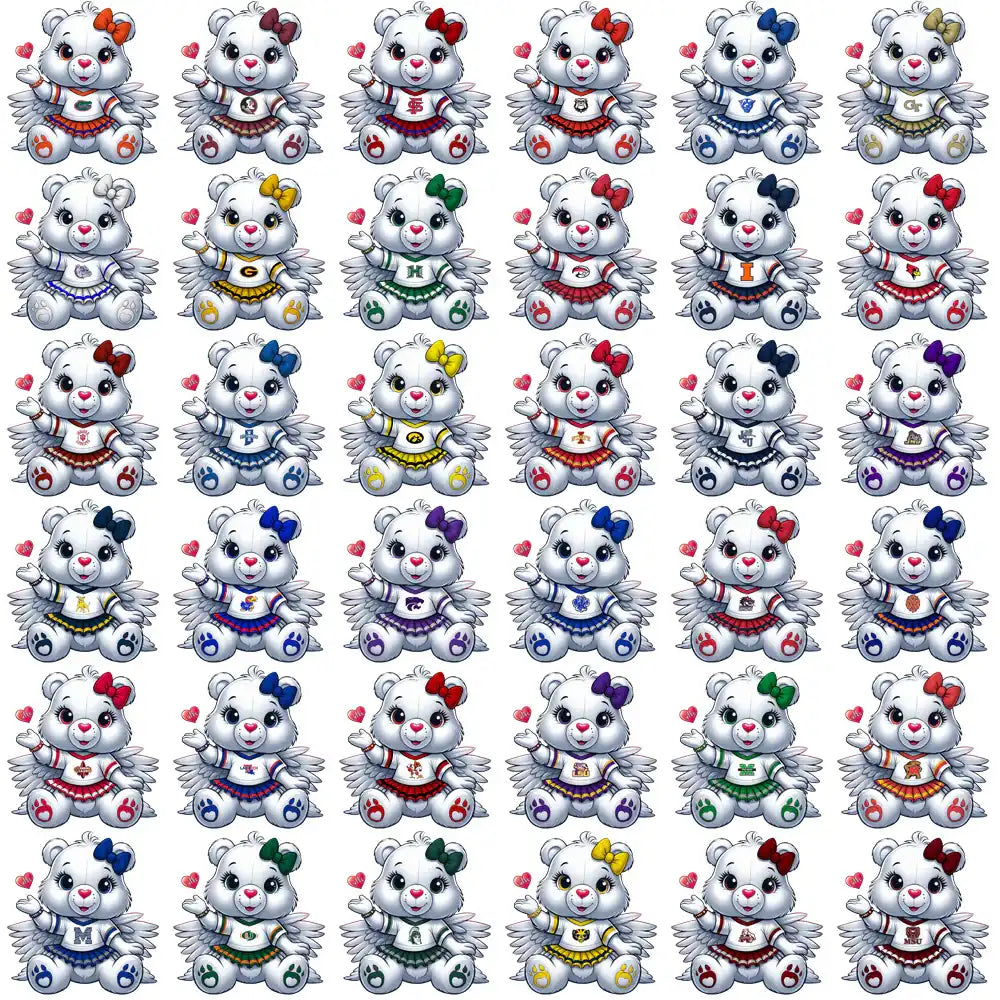 Cute angel bear designs in team jerseys for DTF/DTG and embroidery, print-ready PNG/SVG files