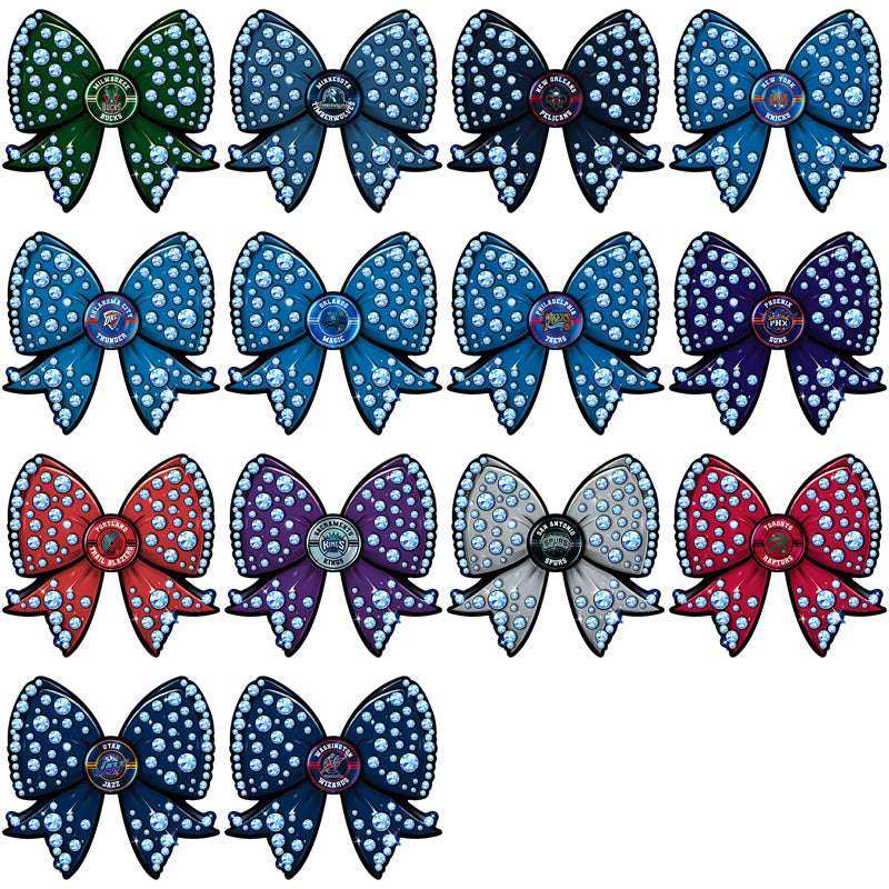 30 Basketball Teams Bling Bow Designs Bundle PNG