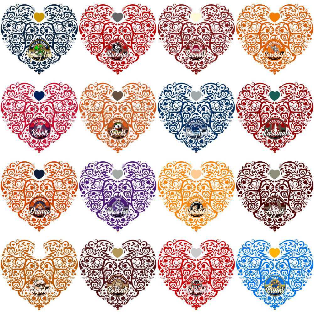 55 College NCAA Teams Fancy Heart Designs Bundle PNG