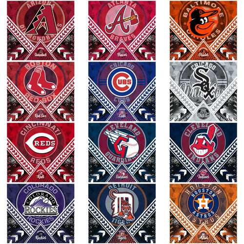 MLB team logos in geometric designs for DTF/DTG and embroidery projects