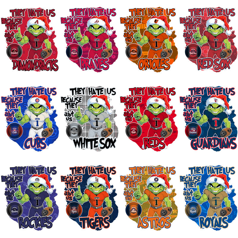 30 Baseball Teams Grinch They Hate Us v2 Designs Bundle PNG