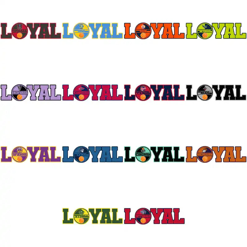 Loyal basketball team word art designs for DTF, DTG, embroidery, and tumbler wraps — print-ready PNG, SVG, PES