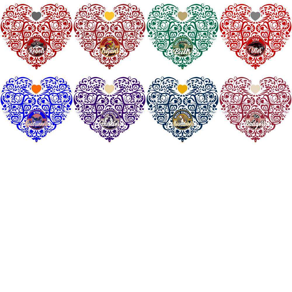 55 College NCAA Teams Fancy Heart Designs Bundle PNG