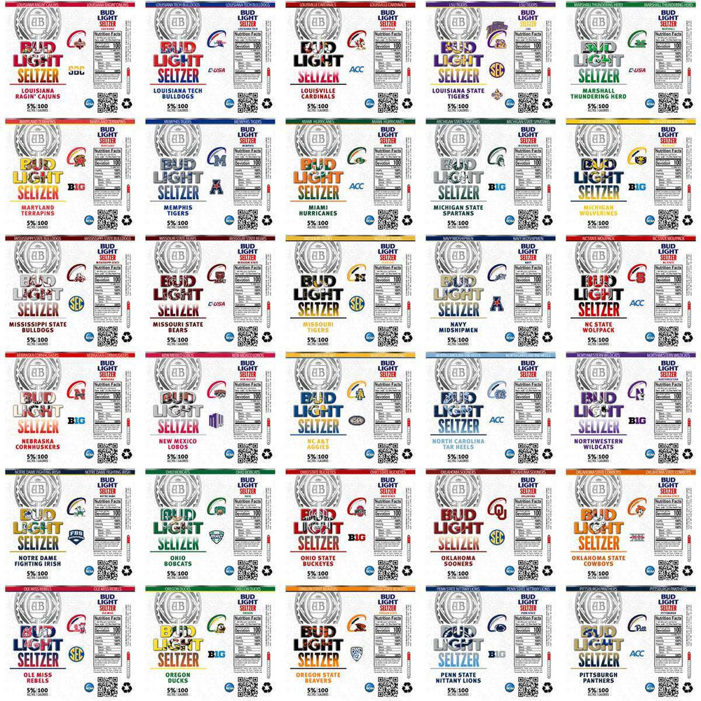 128 NCAA College Sports Bud Light Seltzer Tumbler Wrap Bundle JPG
