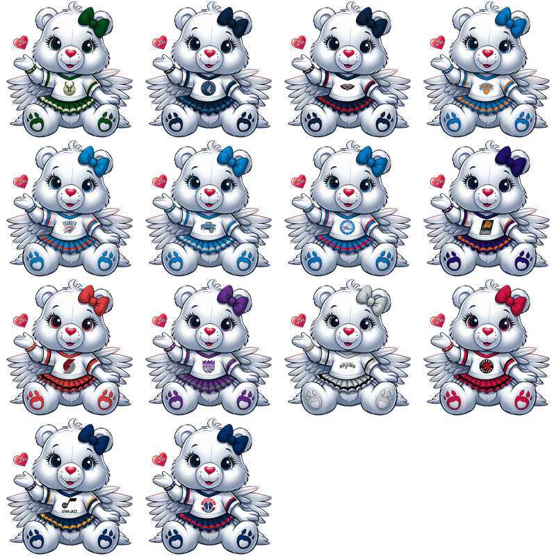 30 Basketball Teams Carebear Cheerleader Designs Bundle PNG