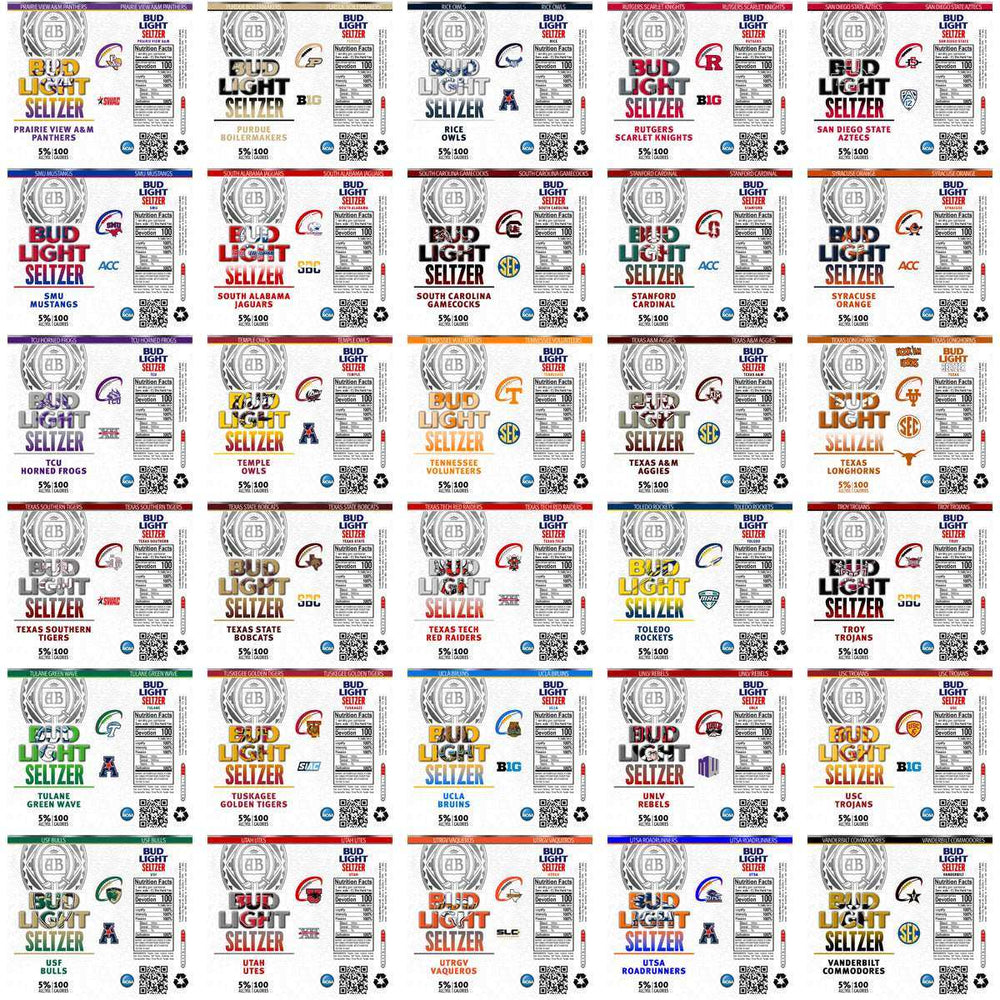 128 NCAA College Sports Bud Light Seltzer Tumbler Wrap Bundle JPG