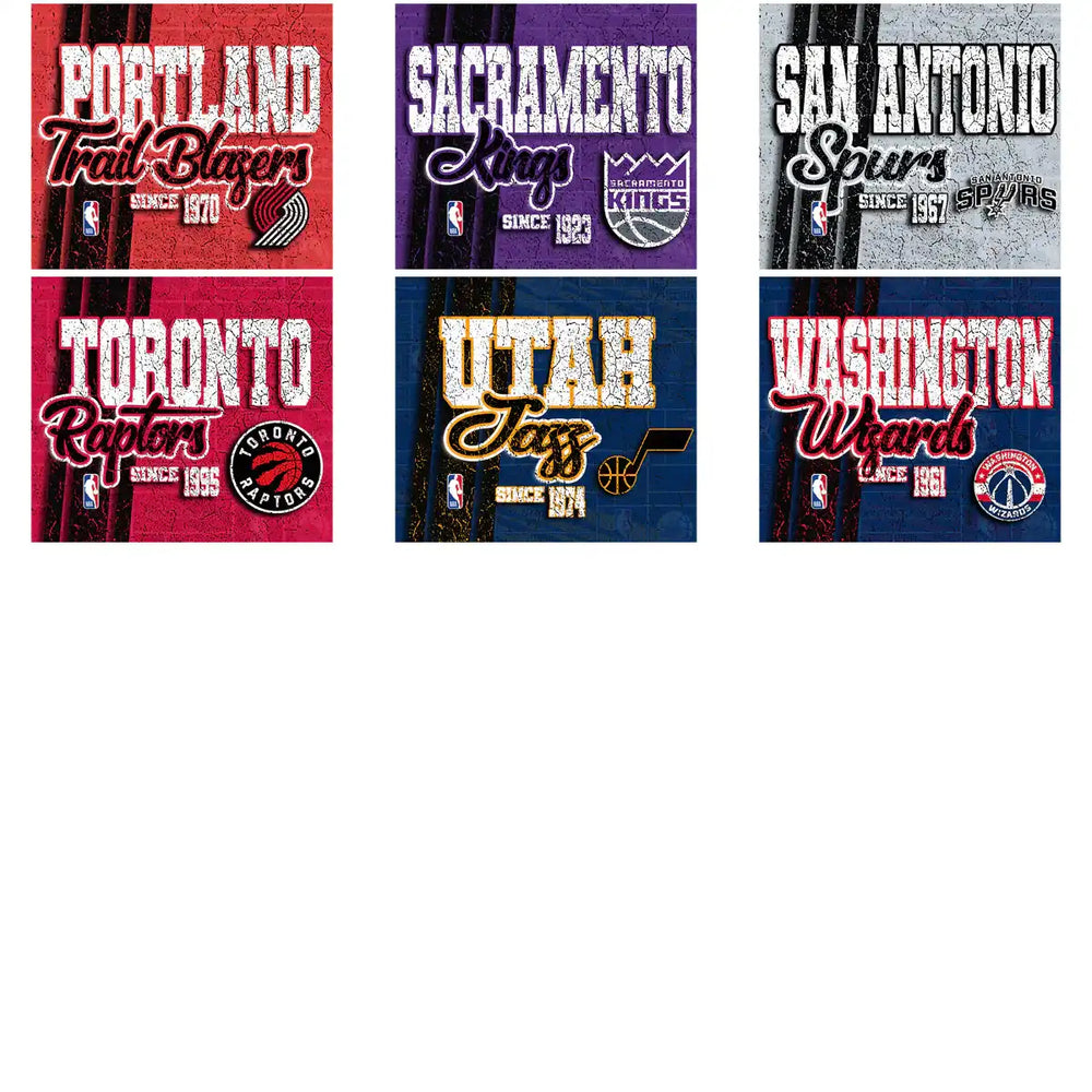 NBA team designs for DTF DTG printing: Trail Blazers, Kings, Spurs, Raptors, Jazz, Wizards