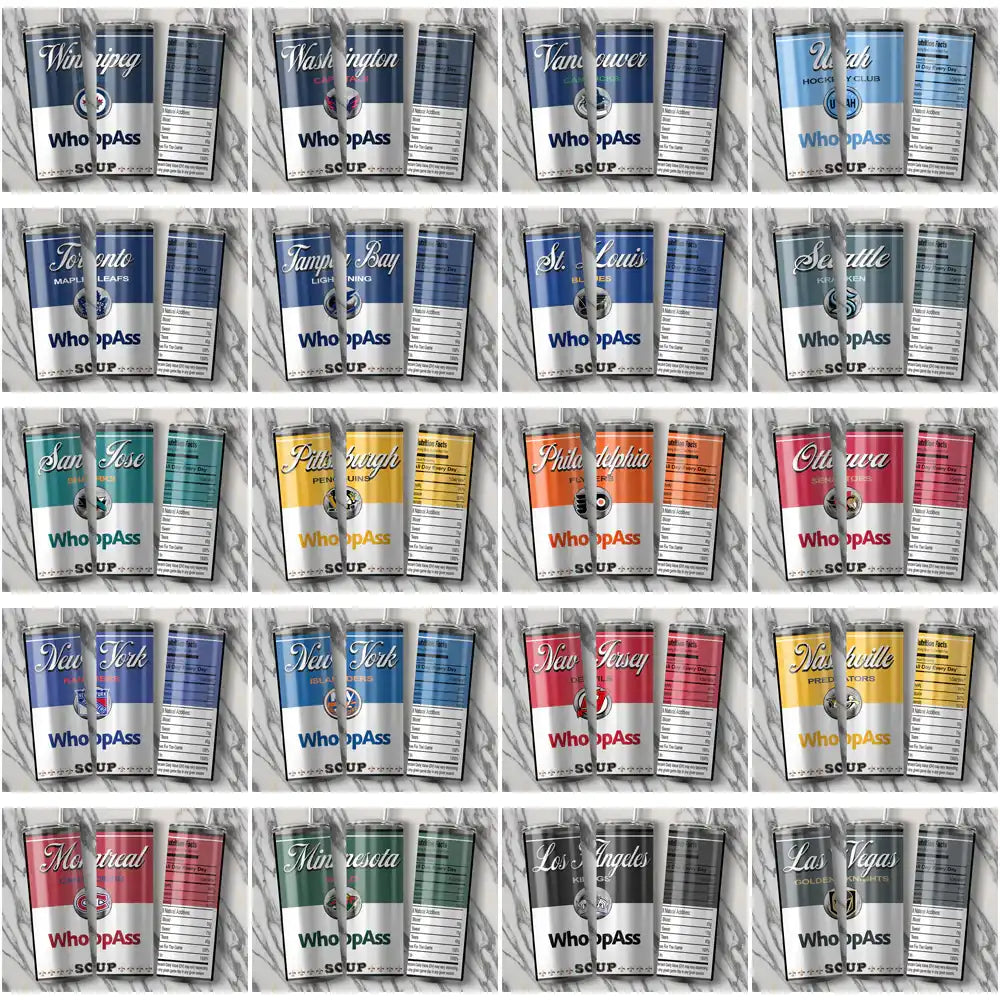Print-ready tumbler wrap designs featuring NHL team themes for DTF/DTG and embroidery projects.