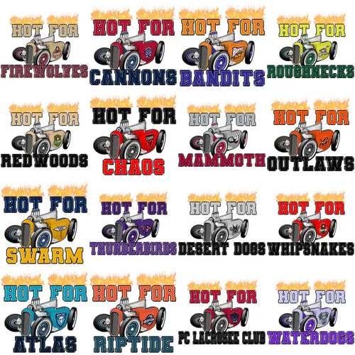 Hot Rod Race Car Designs for DTF DTG Embroidery with Team Names