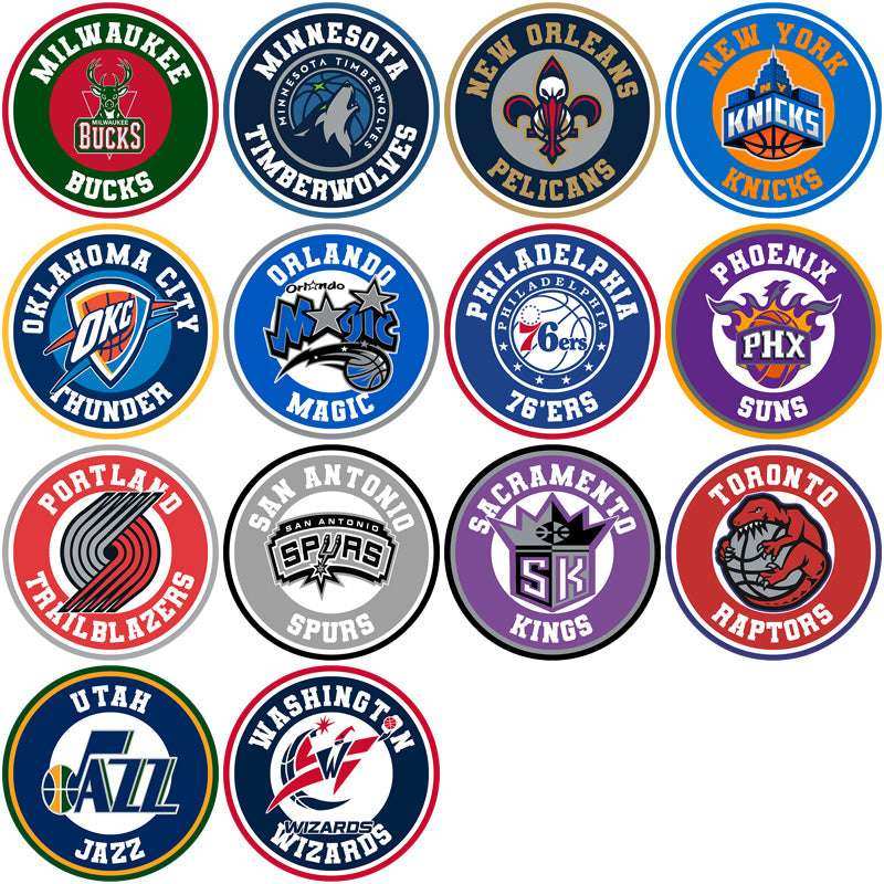 30 Basketball Teams Circle Logos Designs Bundle PNG