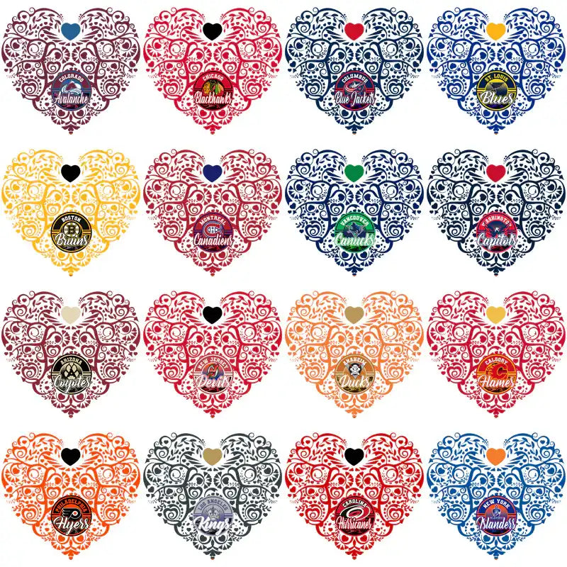 NHL team heart designs for DTF/DTG, embroidery, tumbler wraps — print-ready PNG, SVG, PES files