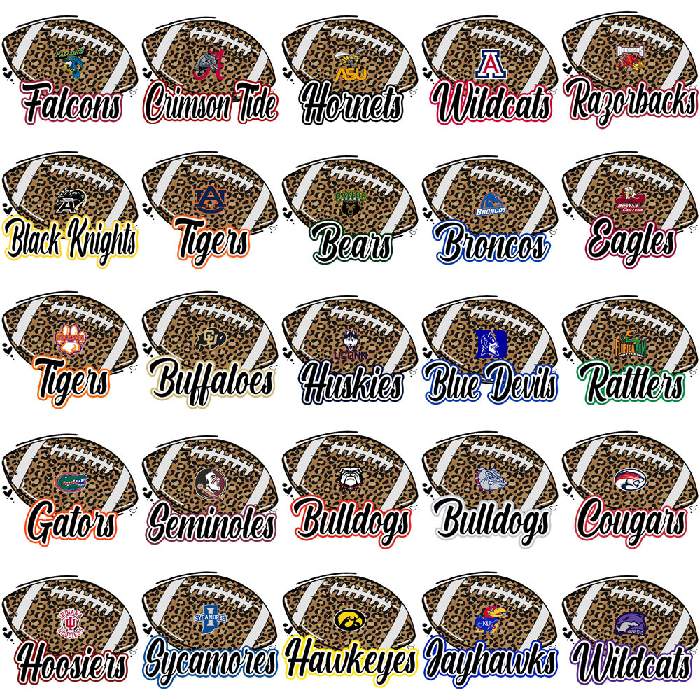 62 College NCAA Teams Leopard Football Designs Bundle PNG