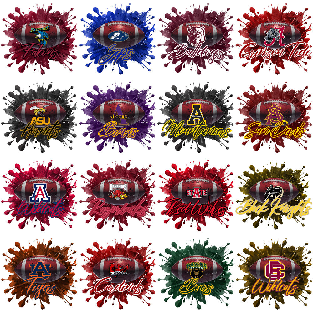 119 College NCAA Football & Logo Splash PNG Designs Bundle