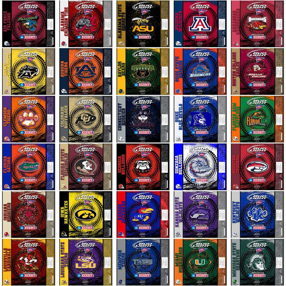 60 NCAA College Sports Bud Wrap Kickoff Tumbler Wrap Bundle JPG