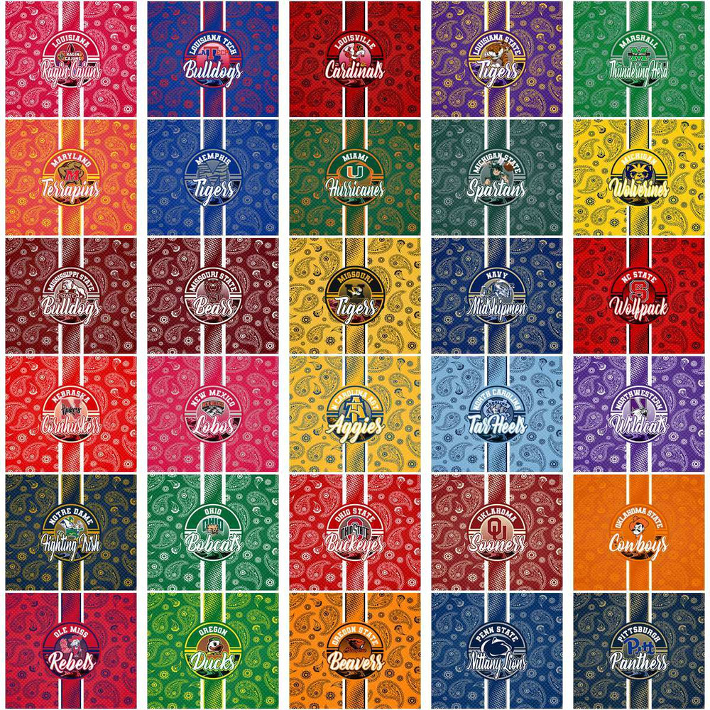 128 NCAA College Sports Handkerchief Wraps Tumbler Wrap Bundle JPG