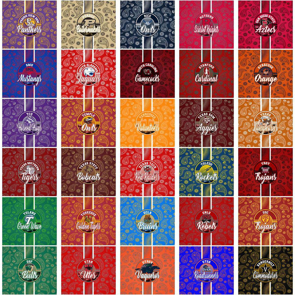 128 NCAA College Sports Handkerchief Wraps Tumbler Wrap Bundle JPG