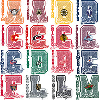 Load image into Gallery viewer, 32 Ice Hockey Teams Glitter Letter Designs Bundle PNG
