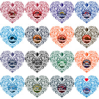 Load image into Gallery viewer, 32 Football Teams Fancy Heart Designs Bundle PNG
