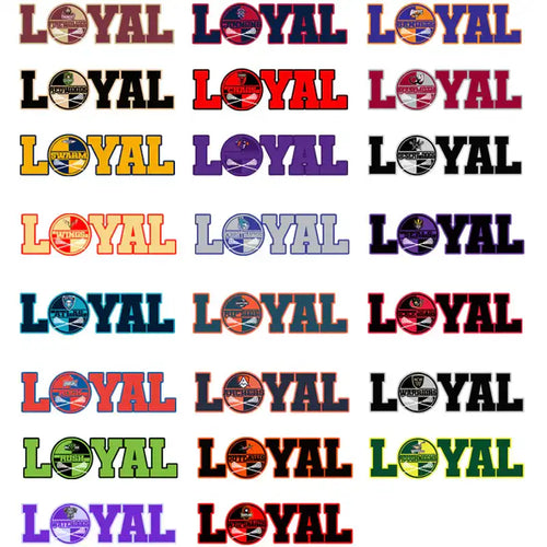 Loyal sports team logos in vibrant colors for DTF/DTG and embroidery designs