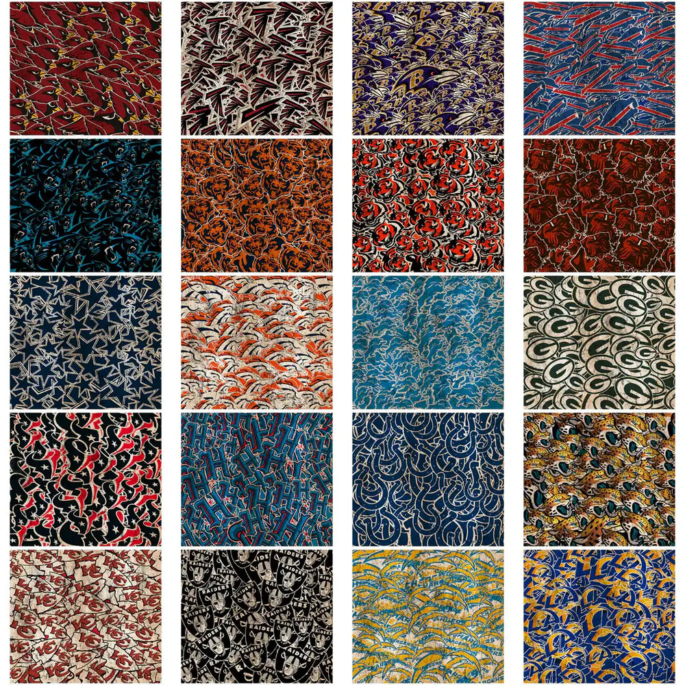 Print-ready sports team pattern designs for DTF, DTG, embroidery, and tumbler wraps in PNG, PES, SVG formats.