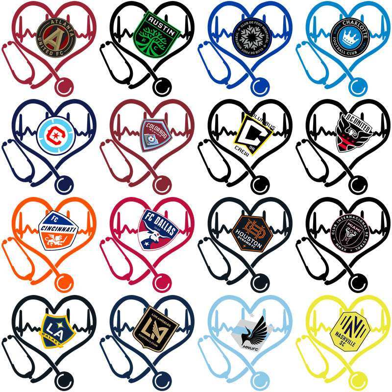 30 Soccer Teams Heart Beat Designs Bundle PNG