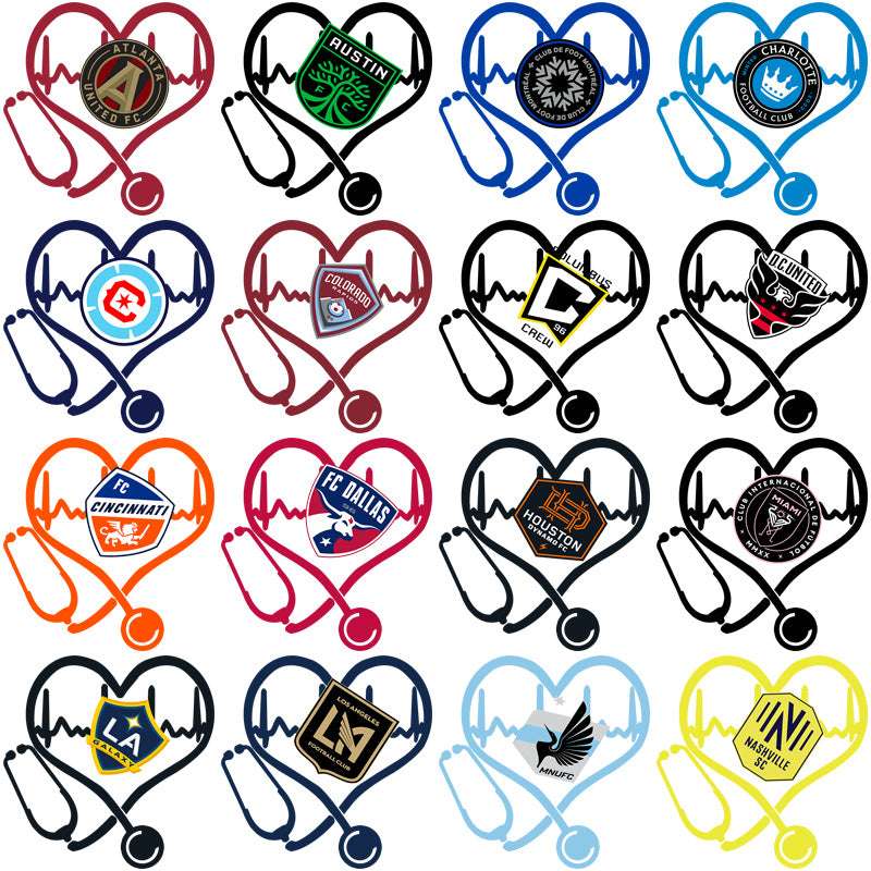 30 Soccer Teams Heart Beat Designs Bundle PNG