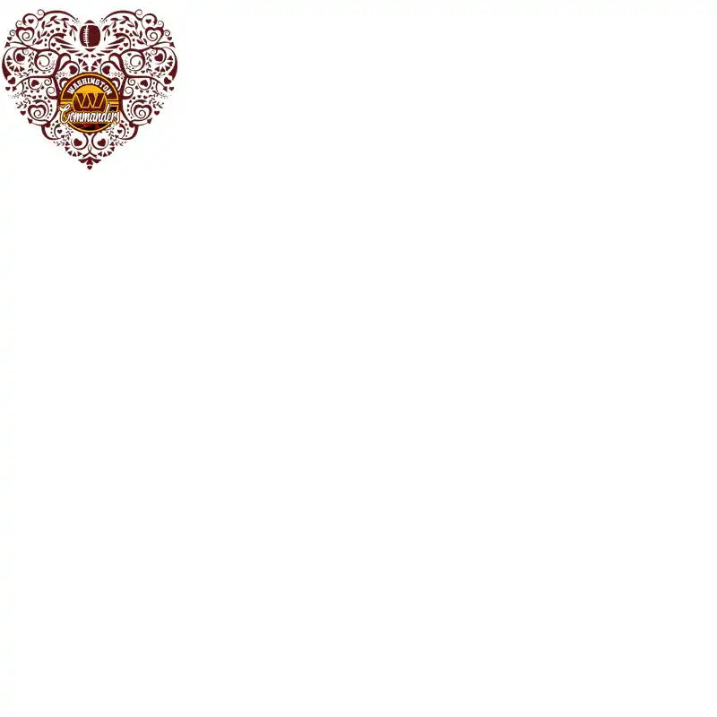 Washington Commanders heart design with ornate patterns and football motif for DTF/DTG printing