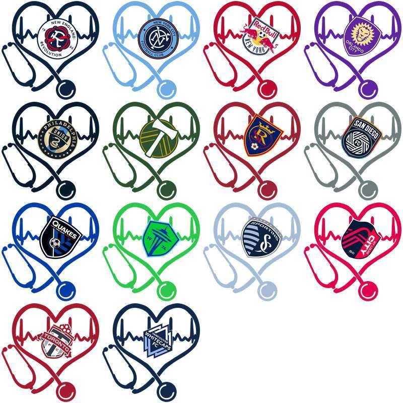 30 Soccer Teams Heart Beat Designs Bundle PNG