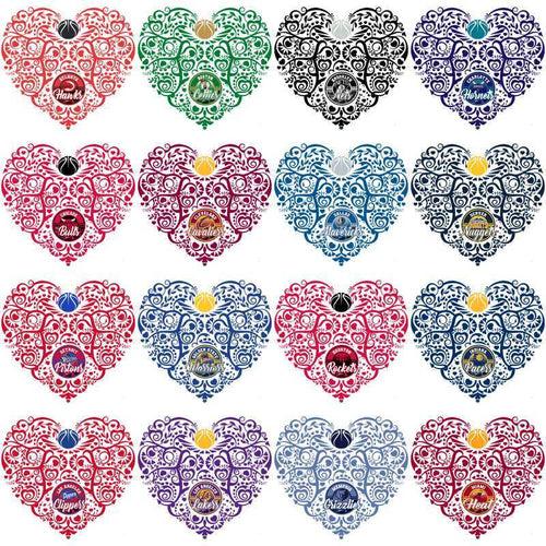 30 Basketball Teams Fancy Heart Designs Bundle PNG