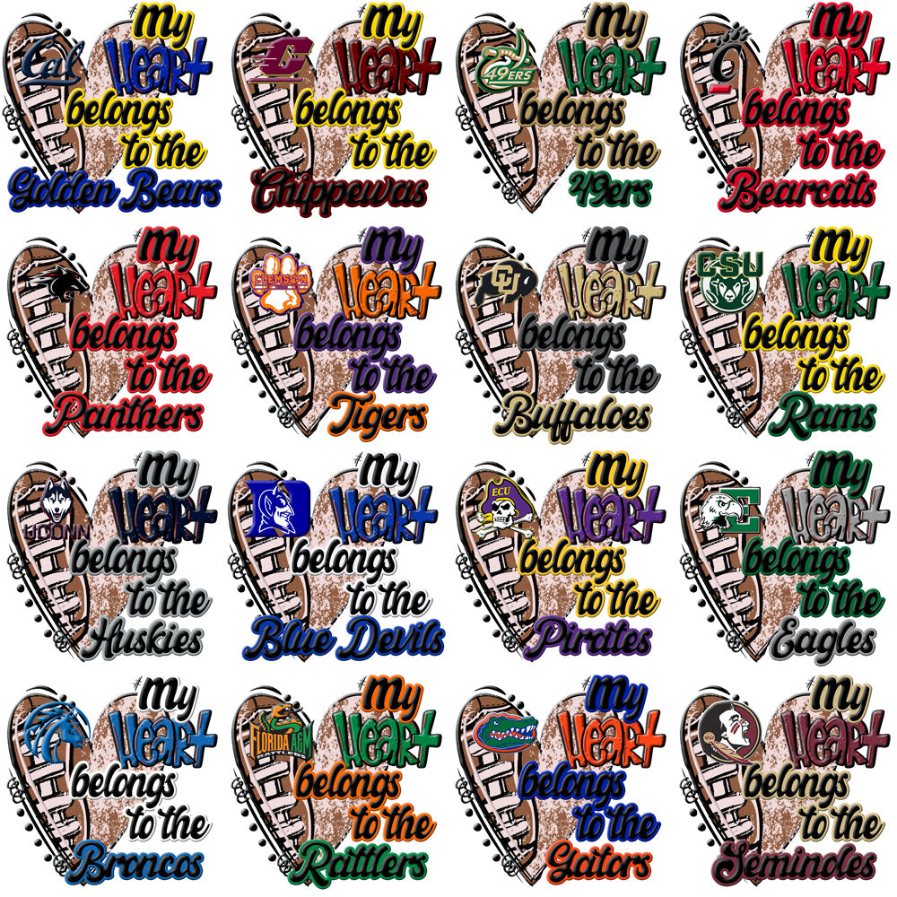 98 College NCAA My Heart Belongs PNG Designs Bundle