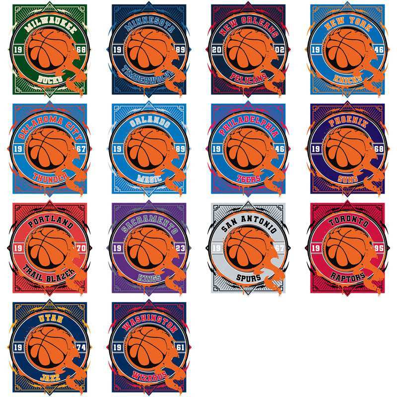 30 Basketball Teams Fire Ball Designs Bundle PNG