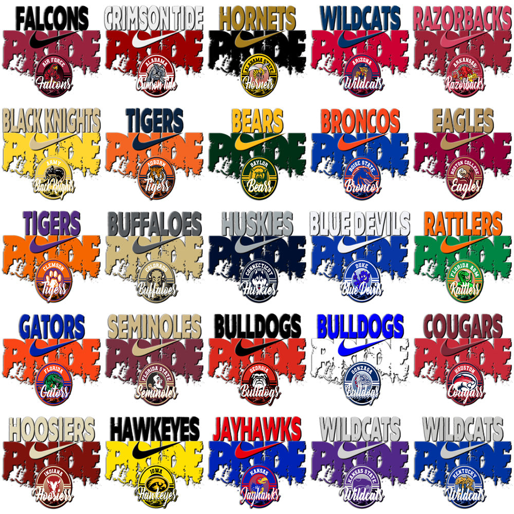 60 College NCAA Teams PRIDE Nike Designs Bundle PNG