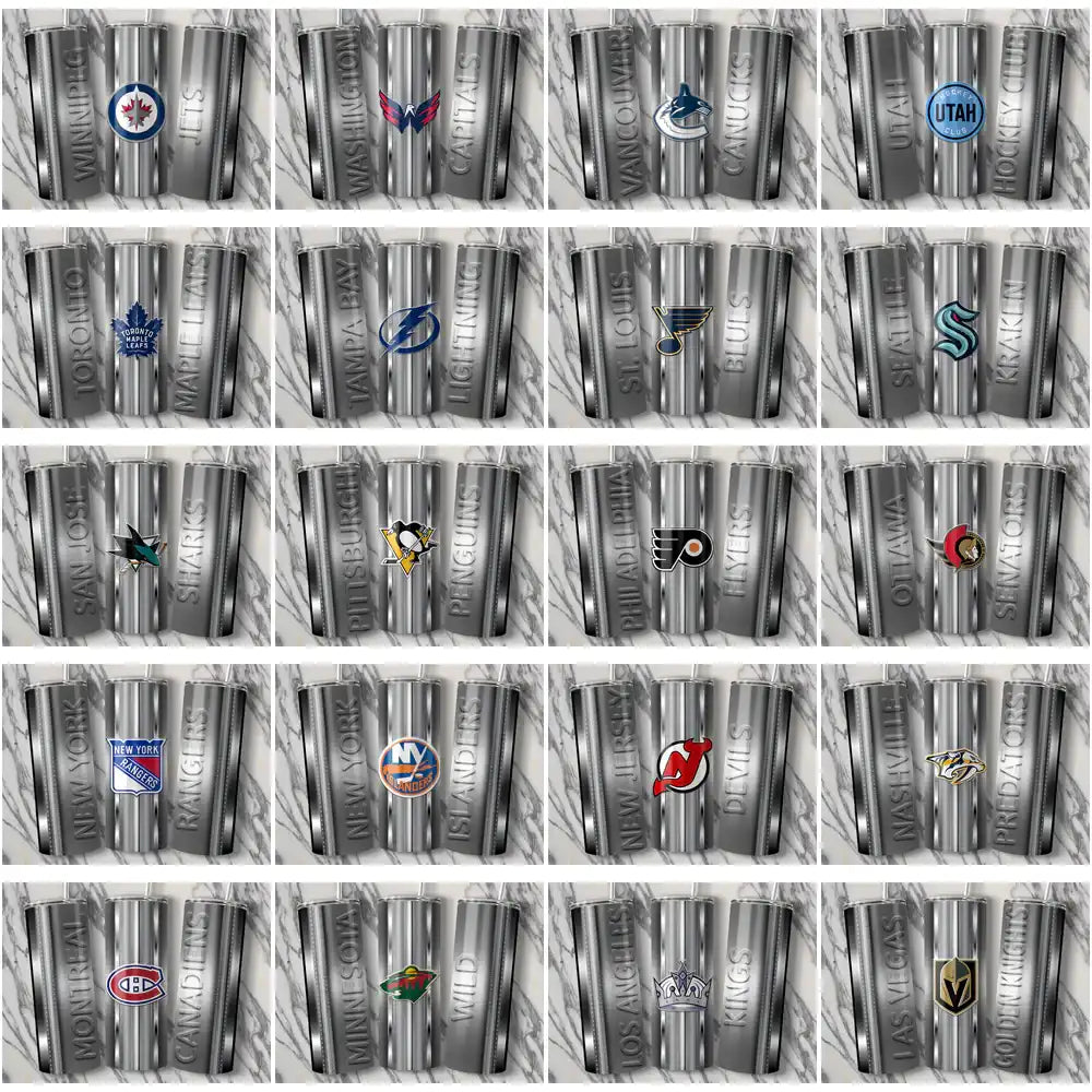NHL team logo tumbler wrap designs for DTF, DTG, embroidery. Print-ready PNG, SVG, PES files.