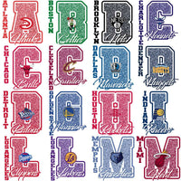 Load image into Gallery viewer, 30 Basketball Teams Glitter Letter Designs Bundle PNG
