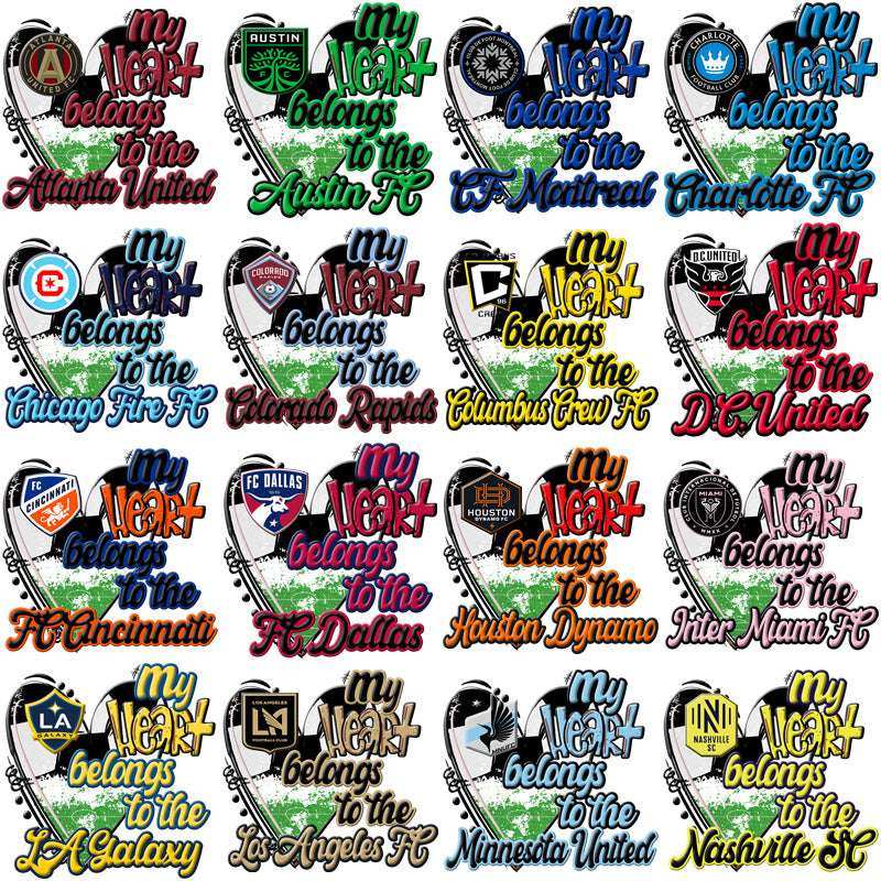 30 Soccer Teams My Heart Belongs Designs Bundle PNG