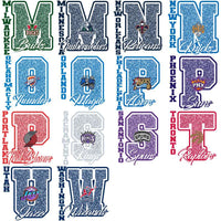 Load image into Gallery viewer, 30 Basketball Teams Glitter Letter Designs Bundle PNG
