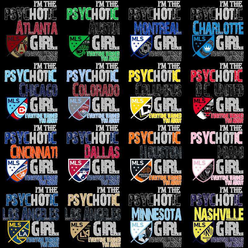 30 Soccer Teams Psycho Girl Designs Bundle PNG