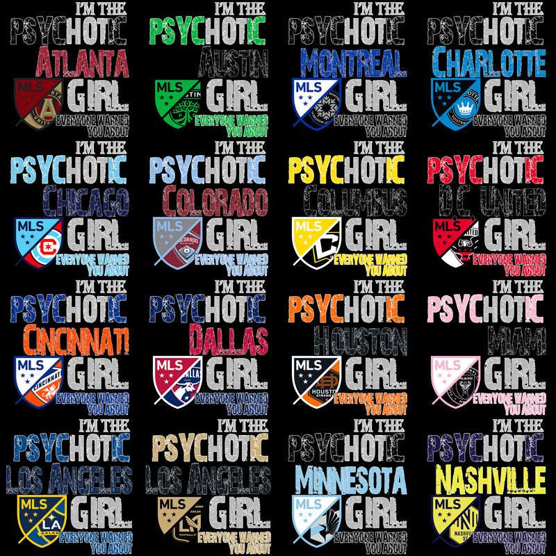 30 Soccer Teams Psycho Girl Designs Bundle PNG