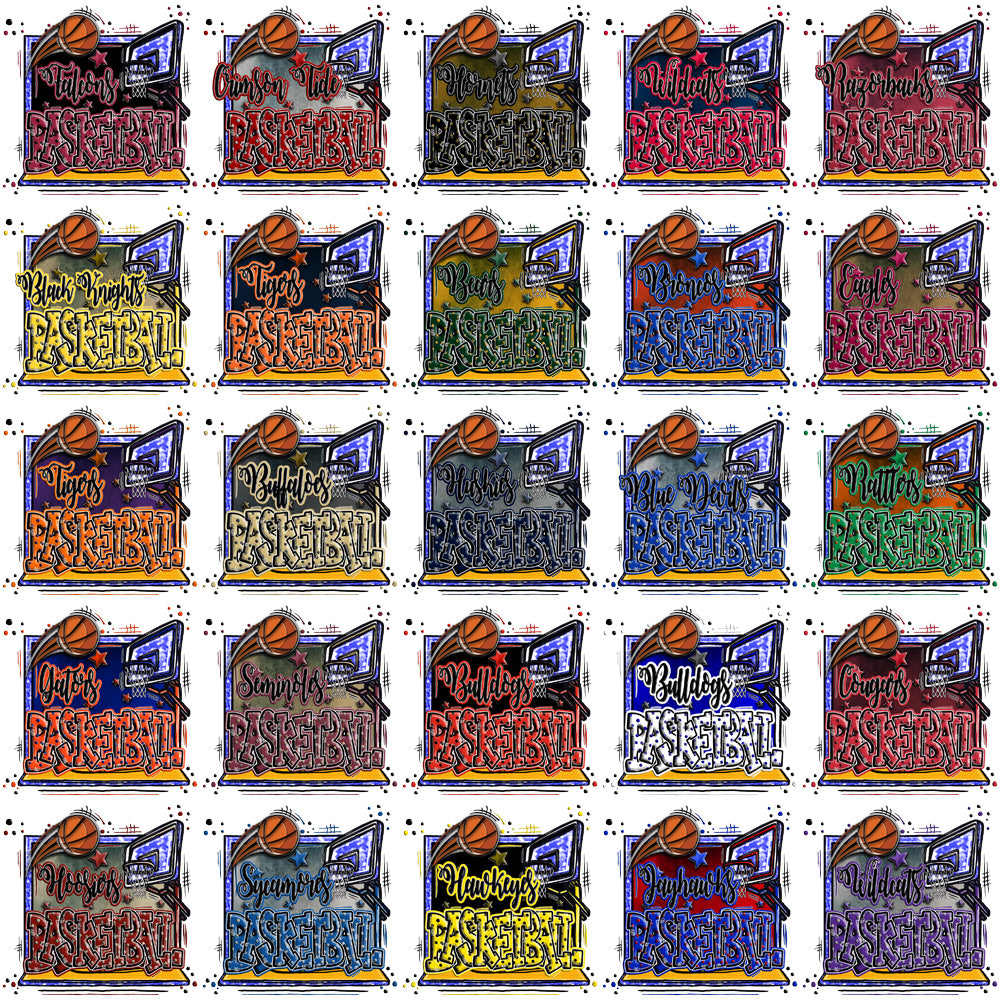 62 College NCAA Teams Retro Basketball Designs Bundle PNG