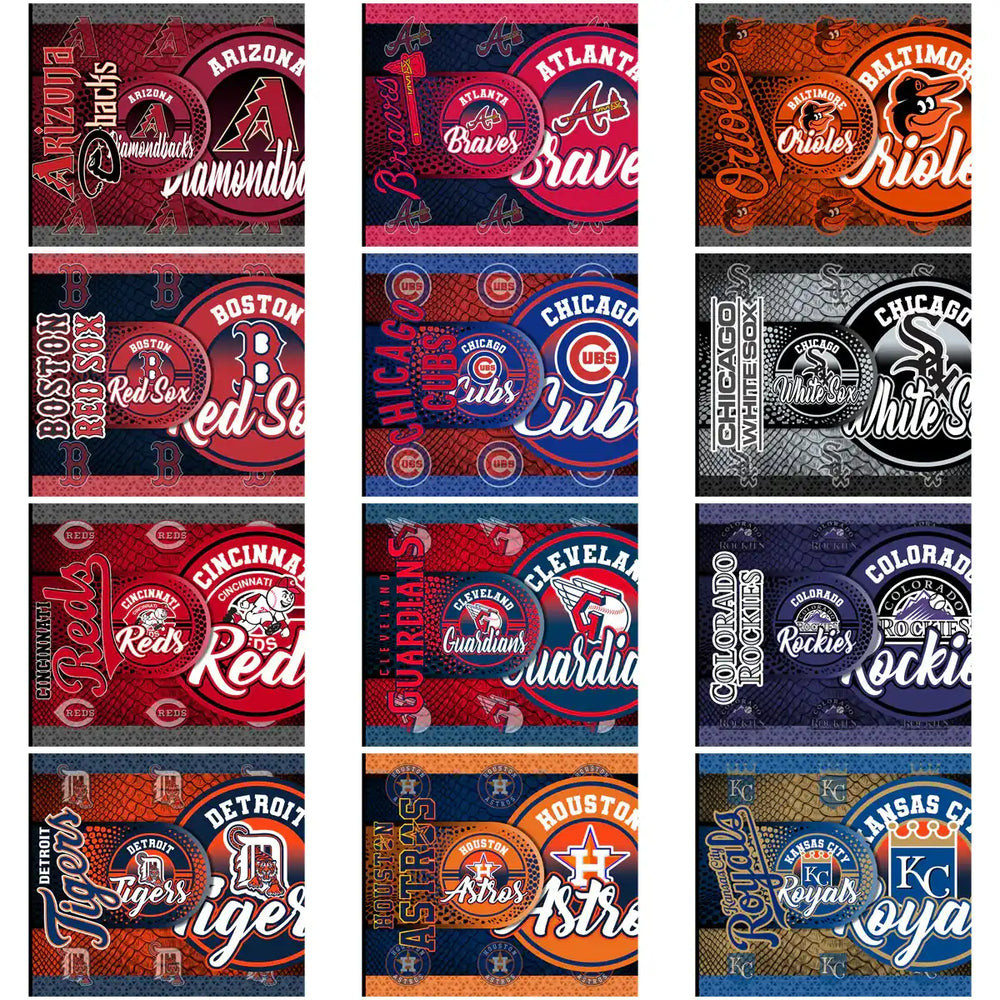 MLB team logos bundle for DTF DTG embroidery designs, print-ready PNG SVG PES, instant download