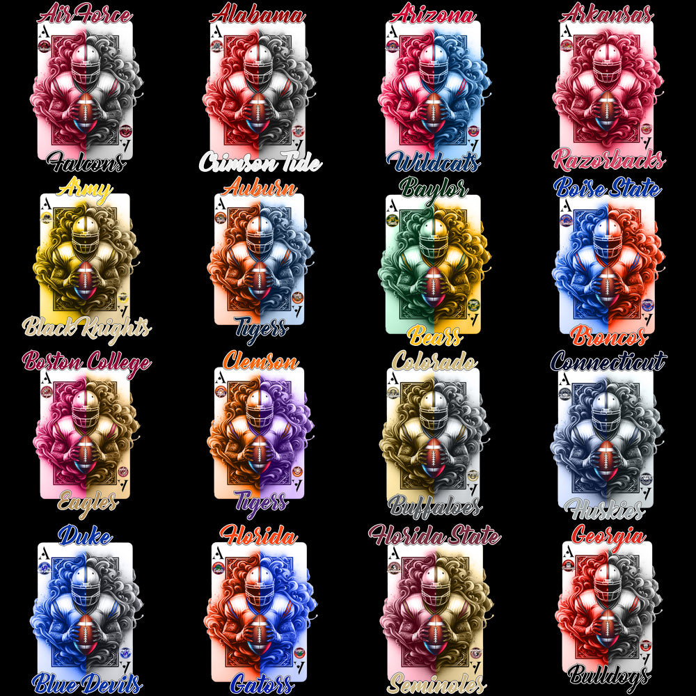 55 College NCAA Teams Playing Card CFB Designs Bundle PNG