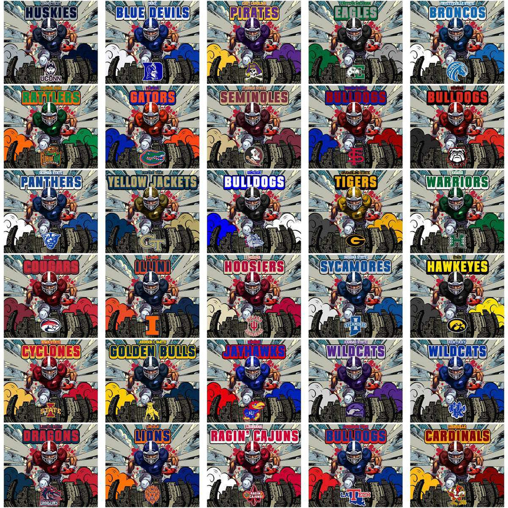 120 NCAA College Sports Comic Cover Foottball Helmet Tumbler Wrap Bundle JPG