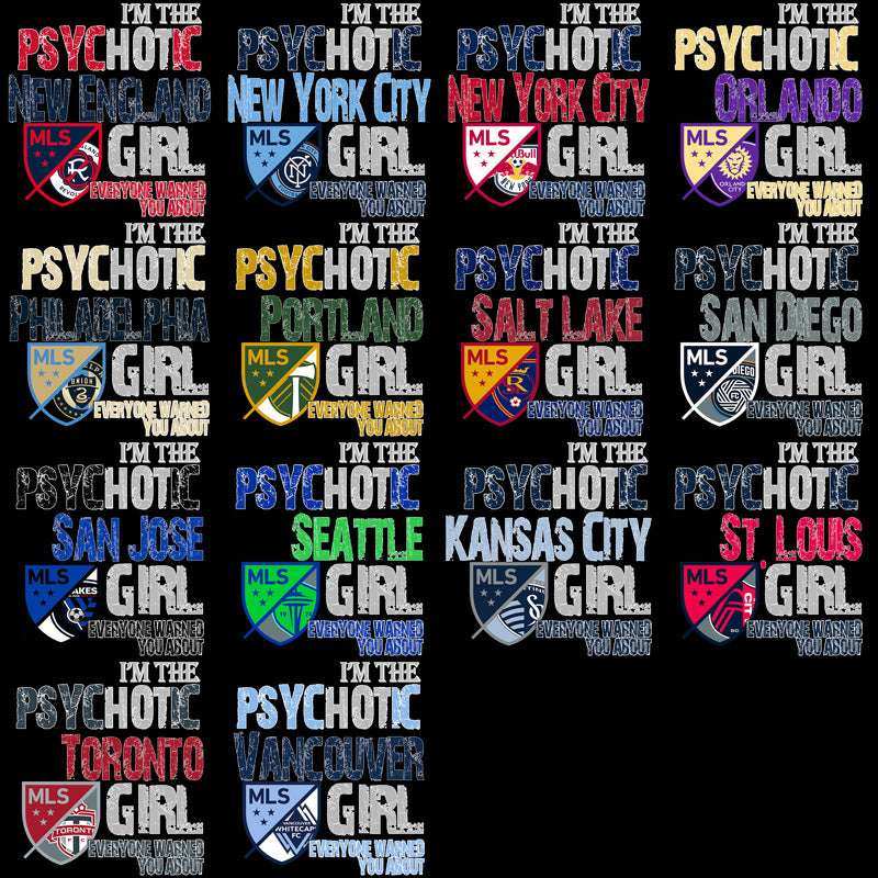 30 Soccer Teams Psycho Girl Designs Bundle PNG