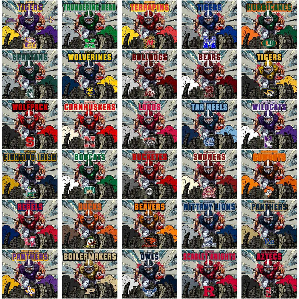 120 NCAA College Sports Comic Cover Foottball Helmet Tumbler Wrap Bundle JPG