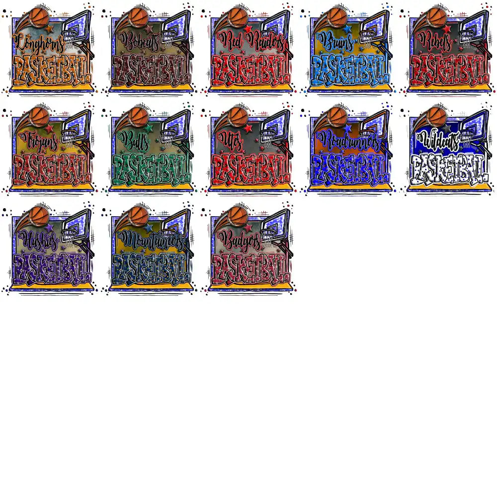 Basketball team designs for DTF, DTG, embroidery & tumbler wraps — print-ready PNG, SVG, PES
