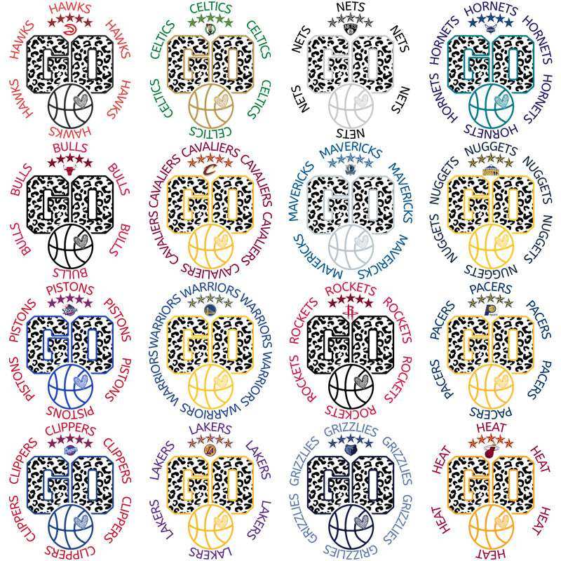 30 Basketball Teams Go Team Circle Designs Bundle PNG