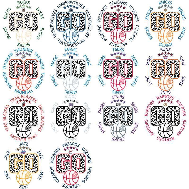 30 Basketball Teams Go Team Circle Designs Bundle PNG