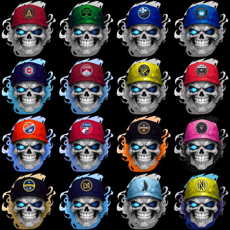 30 Soccer Teams Smoke Skull Designs Bundle PNG