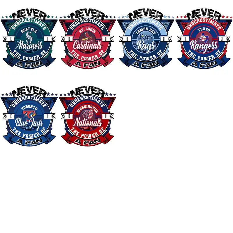 Baseball fan designs for Mariners, Cardinals, Rays, Rangers, Blue Jays, Nationals – DTF/DTG print-ready graphics