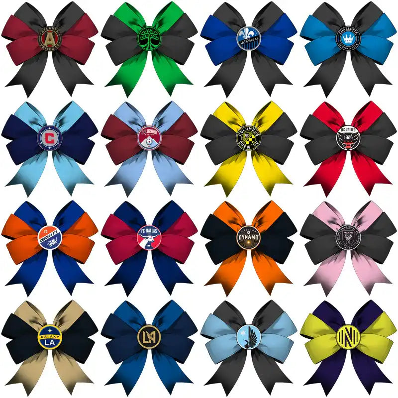 Colorful soccer team logo bows for embroidery or print designs
